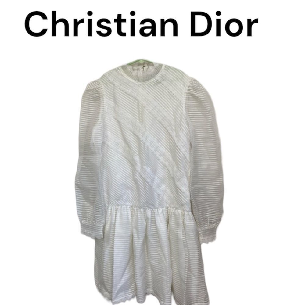 Christian Diorย Jeunesse Flower Girl Easter White Dress VintageโUSA Youth Size 14